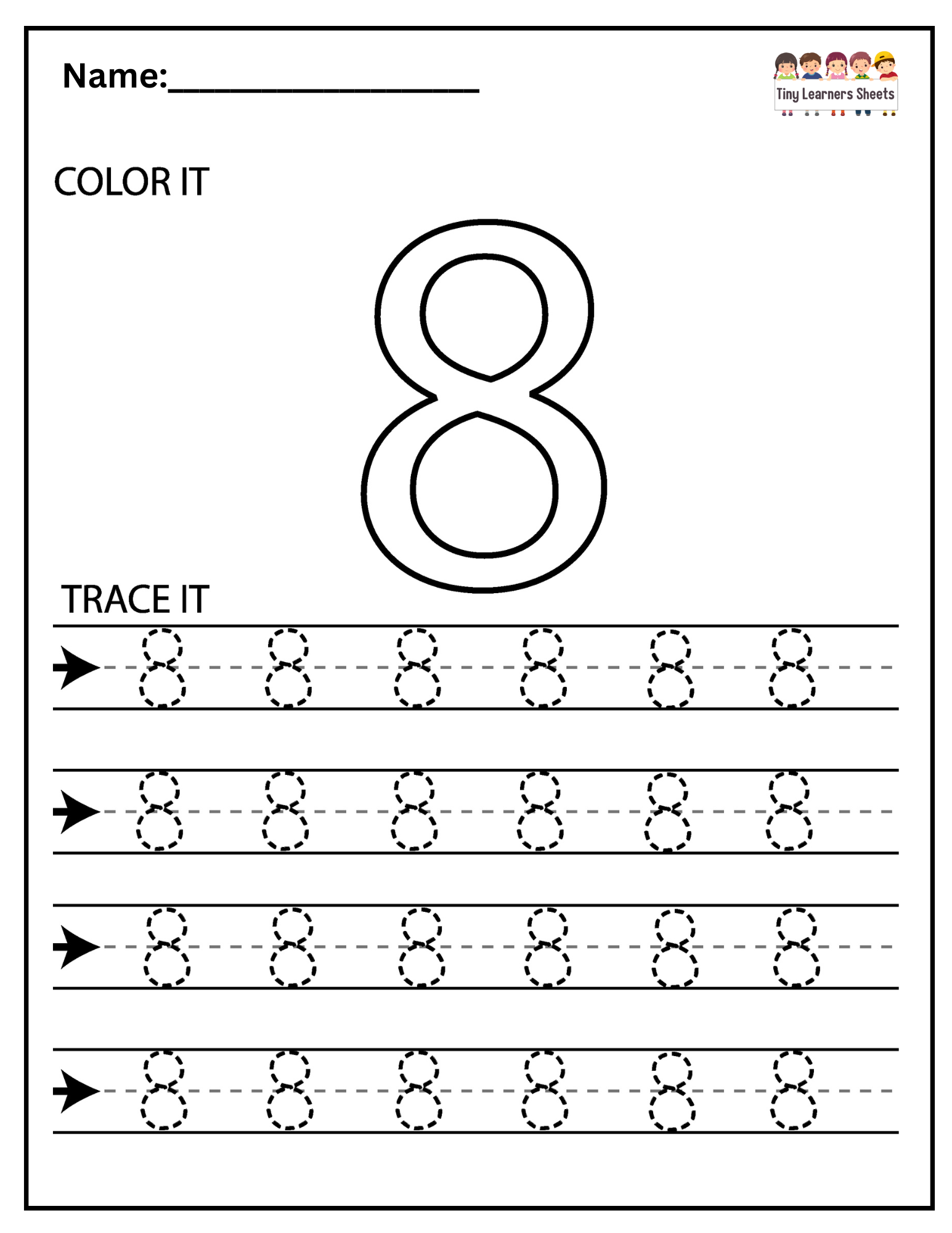 Number Eight Tracing Worksheet